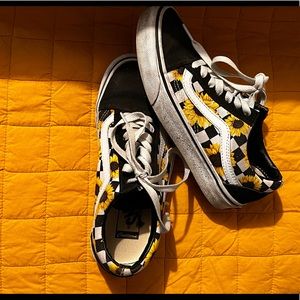 Vans checkered sunflower shoes